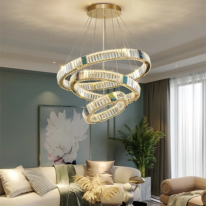 

New Round Ceiling Chandelier For Kitchen Dining Room Duplex Building Villa K5 Crystal Pendant Lamp LED Lighting Fixtures