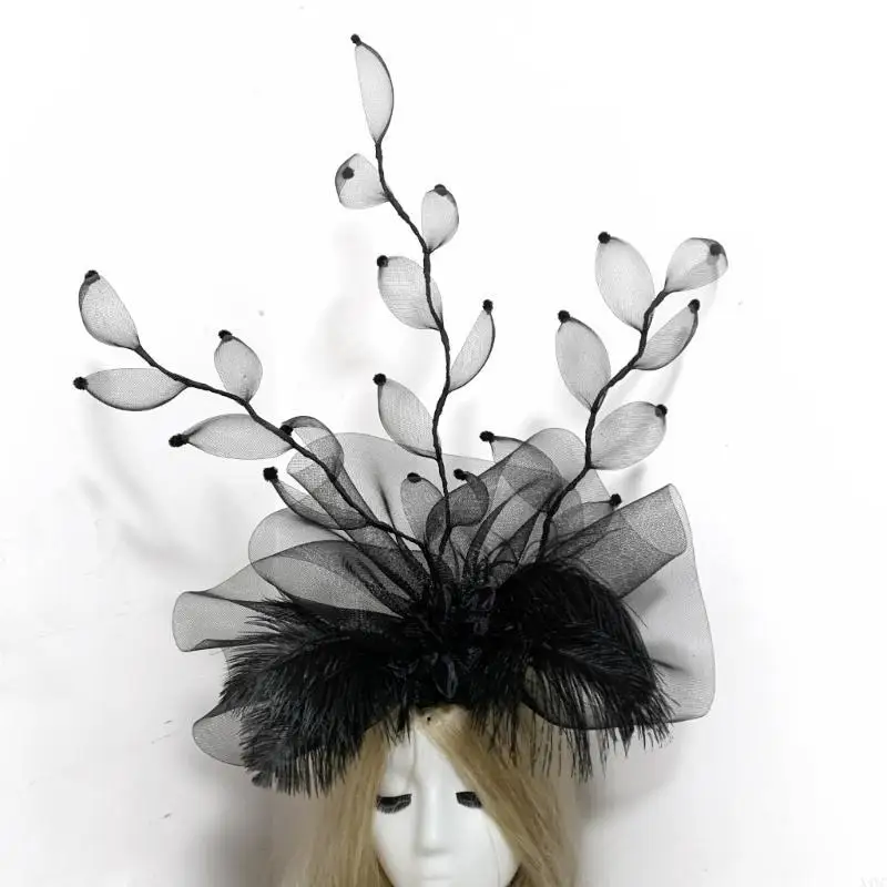 

X4YC Meshes Fascinator Headpiece Elegant Church Headgear Fashion Teas Party Headgear