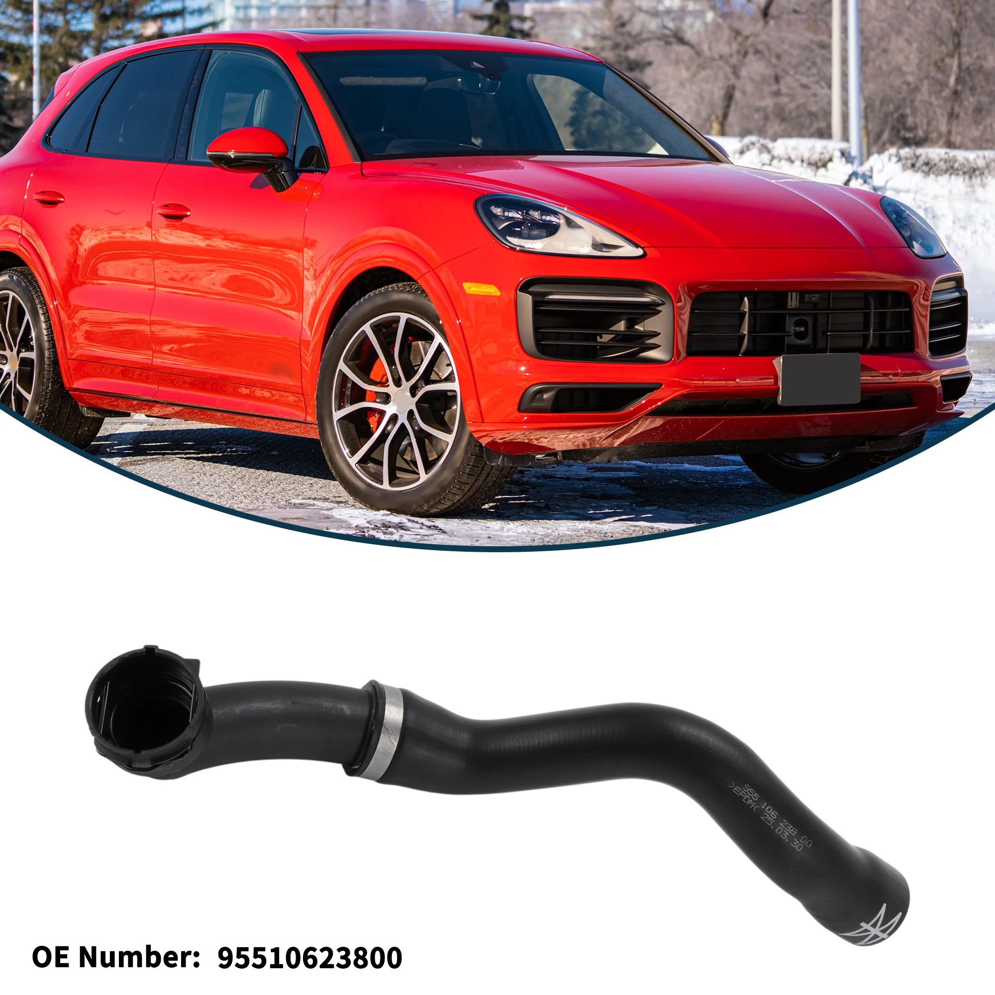 Motoforti خرطوم المبرد سخان خرطوم رقم 95510623800 لبورشه كايين 03-06 خرطوم علوي مطاطي أسود 1 قطعة