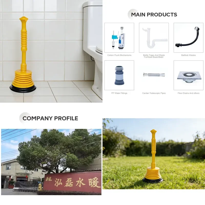 Modern Yellow Durable Plastic Toilet Dredger Heavy Duty Clog Remover for Bathroom Use