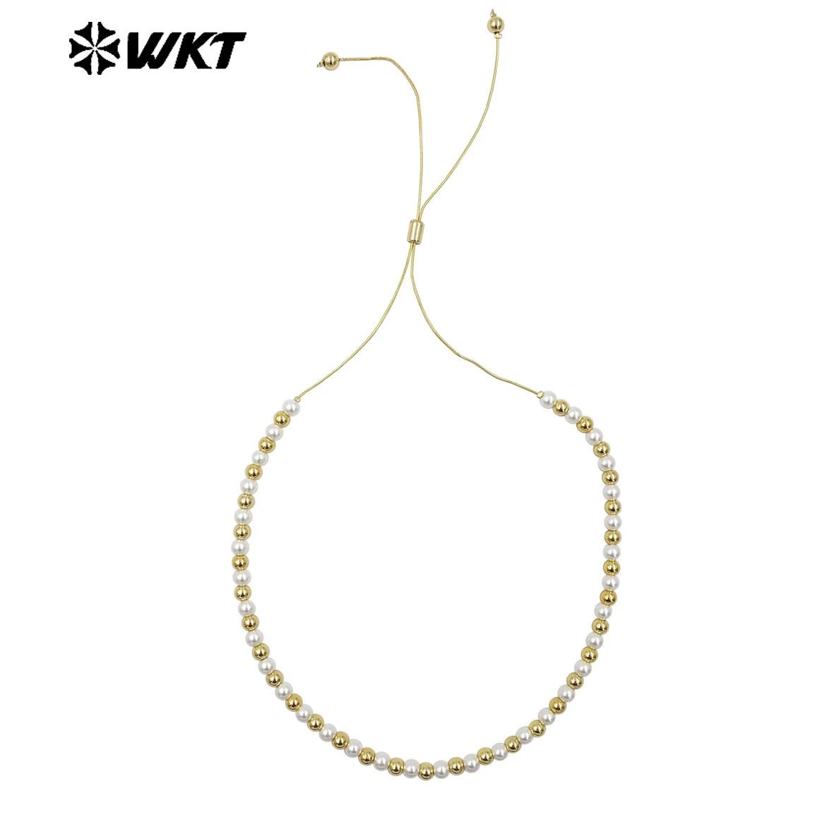 WT-JFN20 Wholesale Fashion Gold Plated Hand strand Elegant Adjustable Chain Connect Pearl Beads Necklace 10PCS