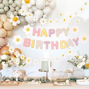 Geburtstagdekoration für Kinder, Gänseblümchen, Blume, Teller, Stroh, Ballon, Kuchendekoration, erster Geburtstag des Mädchens 6 Hauptverkaufs -Top Flores -Kuchen - №4