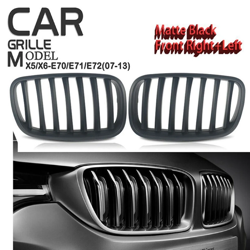 

Car Matte Black Front Hood Kidney Grill Mesh Sport Racing Grills For-BMW X5 E70 X6 E71 2007-2013