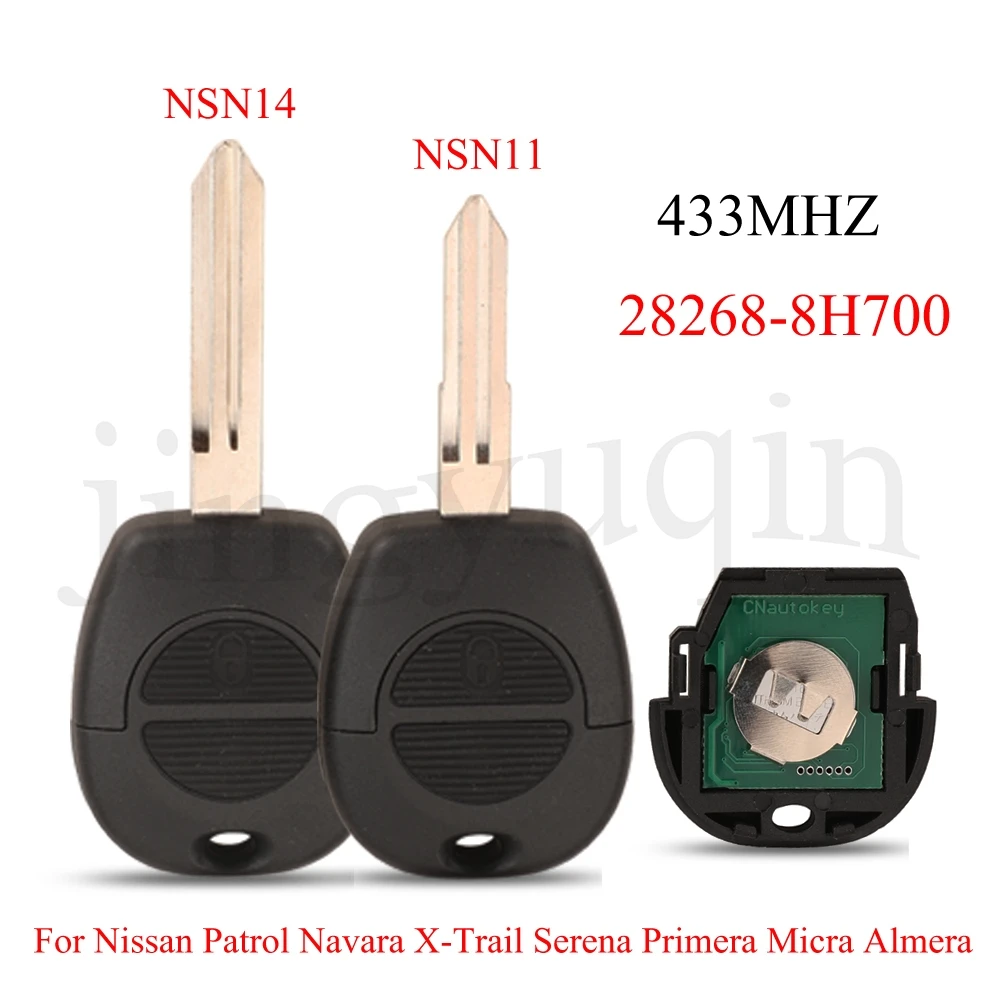 

jingyuqin 2BTN 433MHz 28268-8H700 Remote Control Car Key No Chip For Nissan Patrol Navara X-Trail Serena Primera Micra Almera