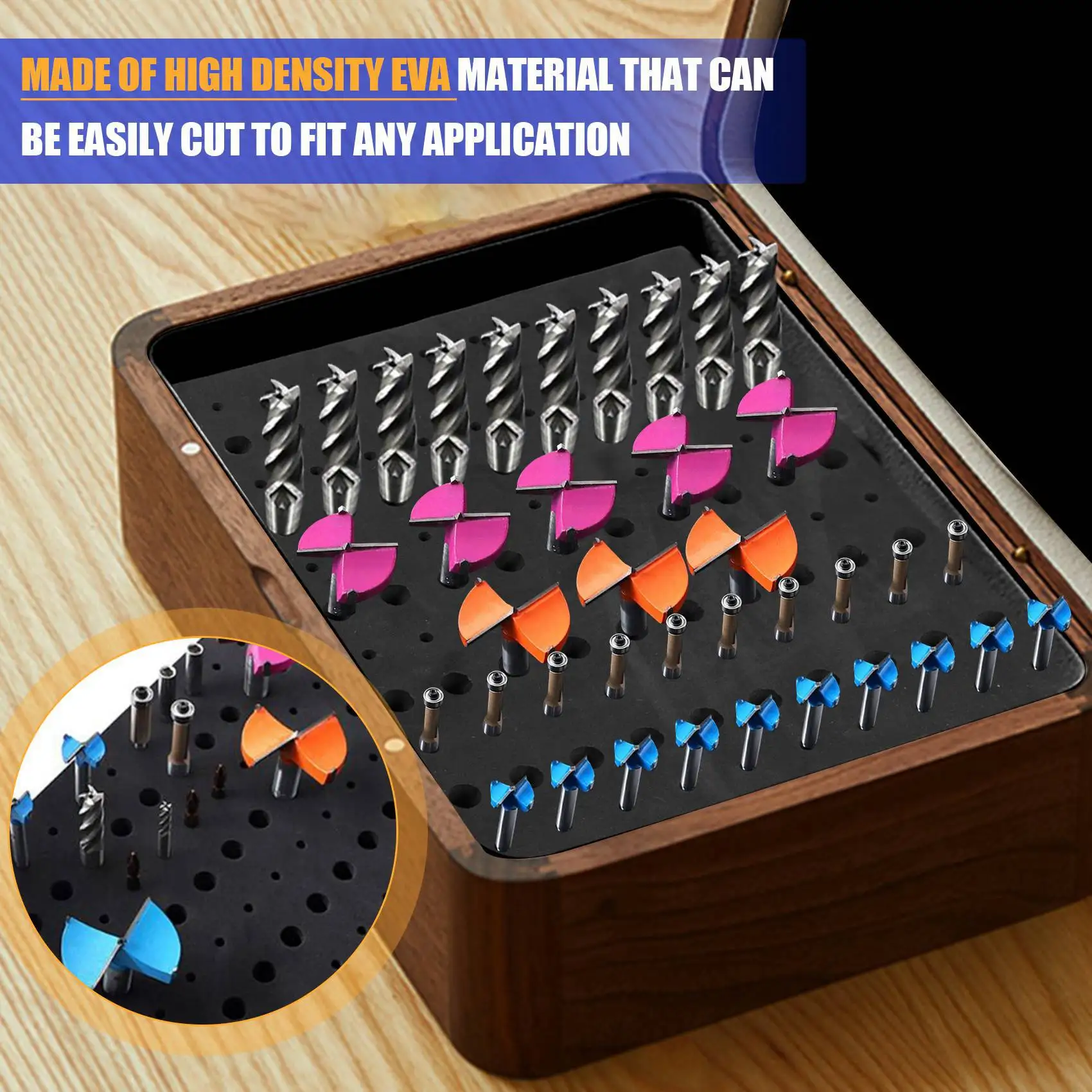A75K 110 Holes Router Bit Tray Storage Holder for 1/4Inch 1/2Inch Shank Milling Cutters Bits Organizer