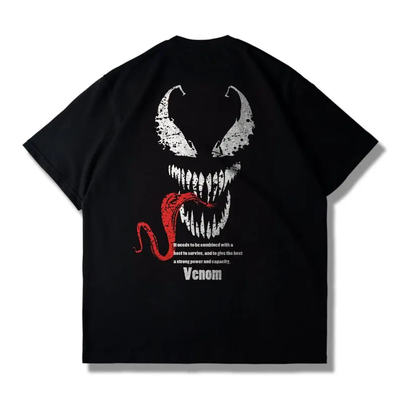 تي شيرت Marvel Genuine Marvel Joint Venom للرجال والنساء برسومات فضفاضة للرجال والنساء نفس الأكمام القصيرة المريحة