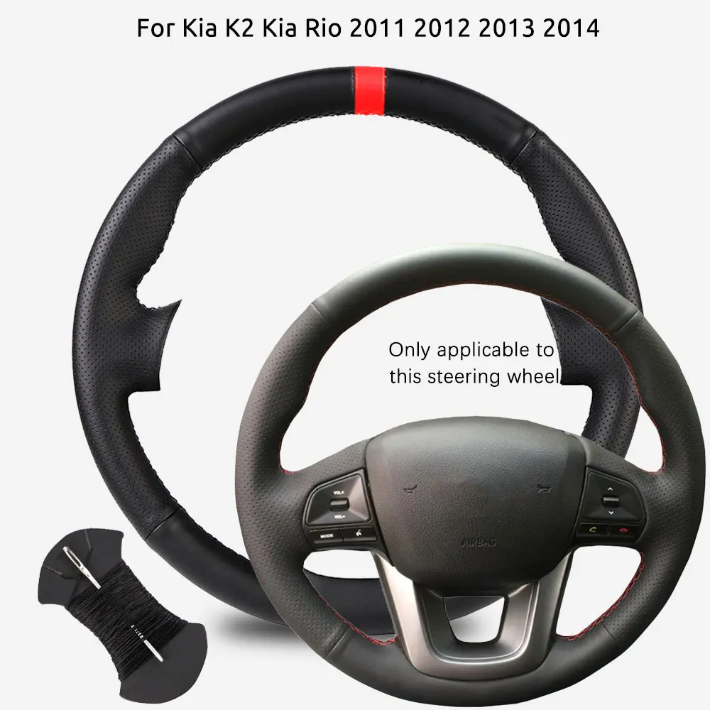 

Custom Fit Microfiber Leather Car Steering Wheel Cover For Kia K2 Kia Rio 2011 2012 2013 2014 Non-Slip Car Steering Protector