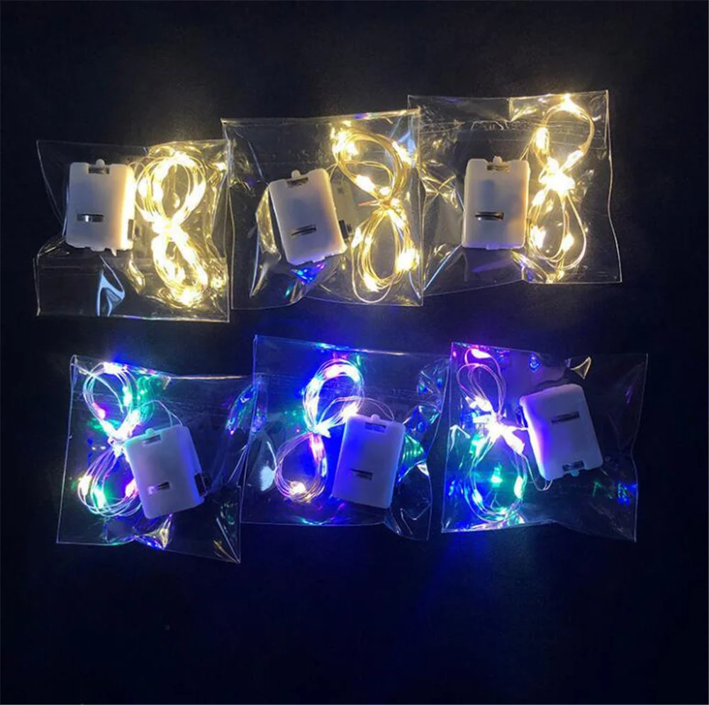 10Pcs/lot Battery Included LED Copper Wire String Lights 2M 20LEDs Christmas Garland Fairy Lights For Party Wedding DIY Decor