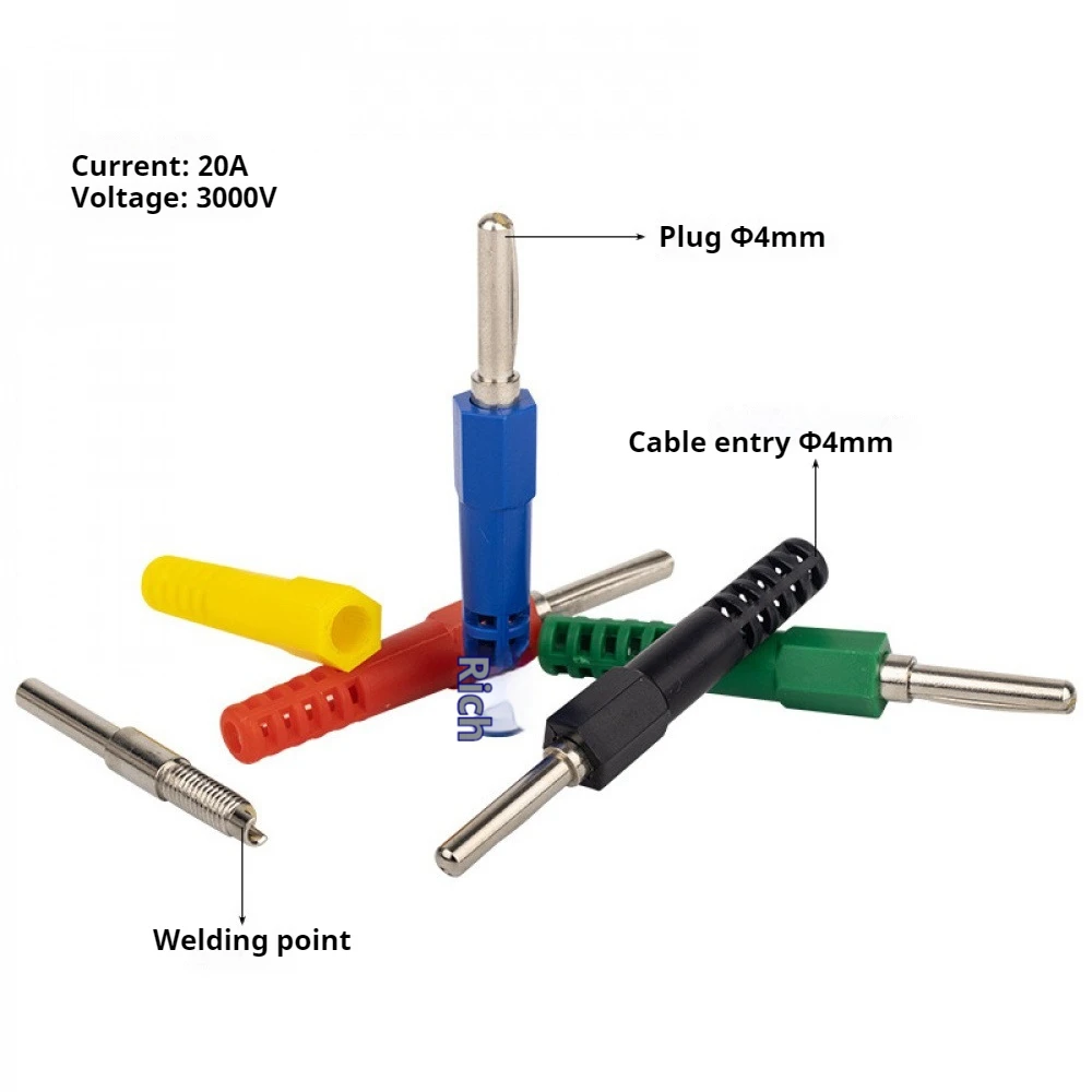 

5PCS Self-welding Plug Pure Copper Solderable Banana Plug Power Test Line Socket Plug and Pull Terminal Post Connection Socket