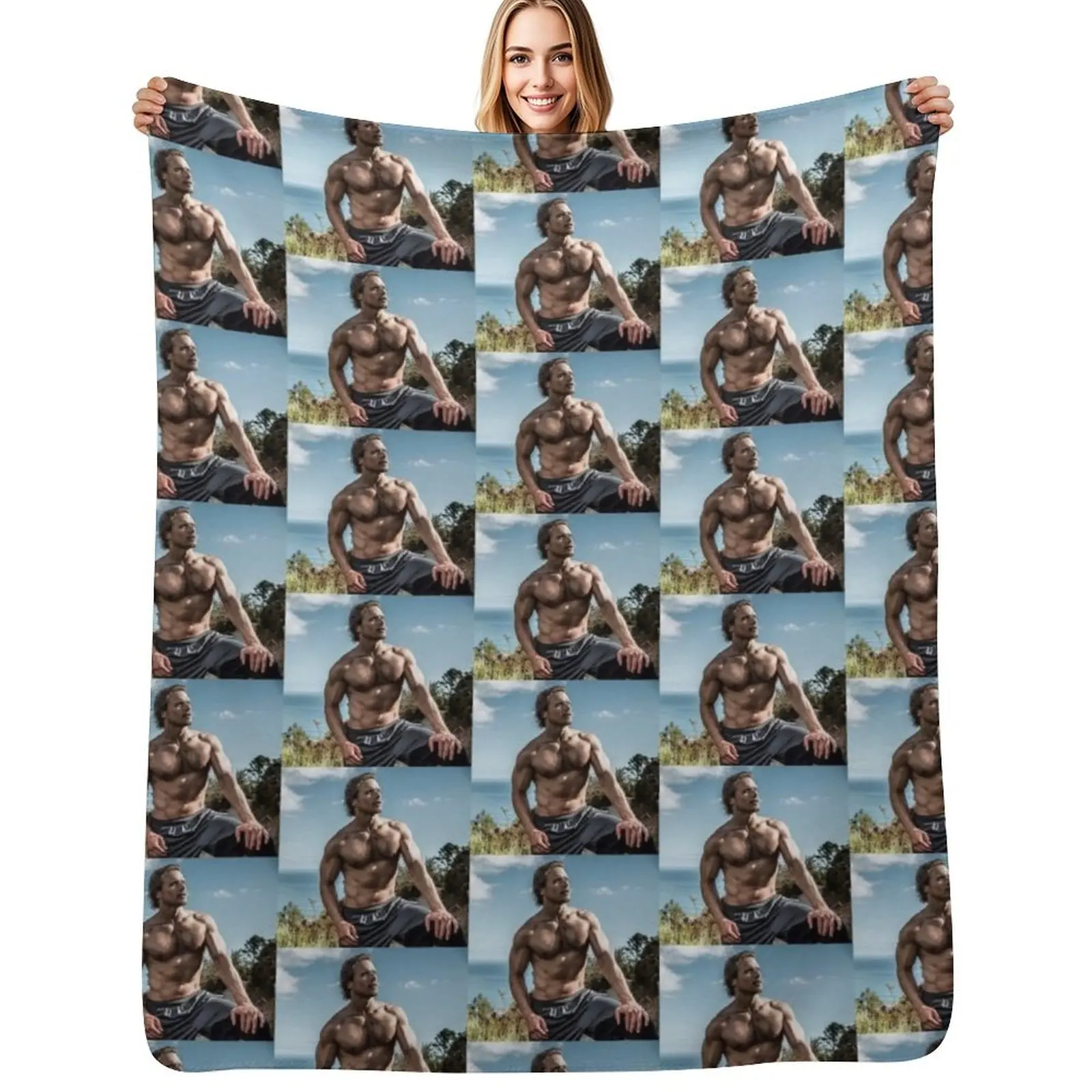 Sam Heughan Throw Blanket Luxury Brand Comforter Picnic funny gift Softest Kid'S Blankets