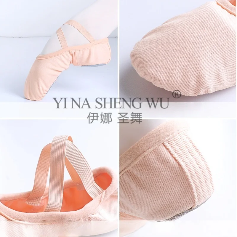 Sapatos de balé profissional macio três sola dividida dança do ventre feminino meninas bailarina sapatos de dança estiramento tecido malha splice