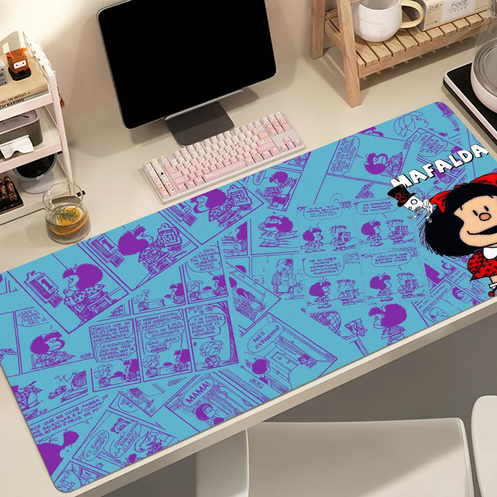 Alfombrilla de Ratón Mafalda Antideslizante, Gruesa, para Estudiantes, para Juegos, con Borde Cosido, para Oficina