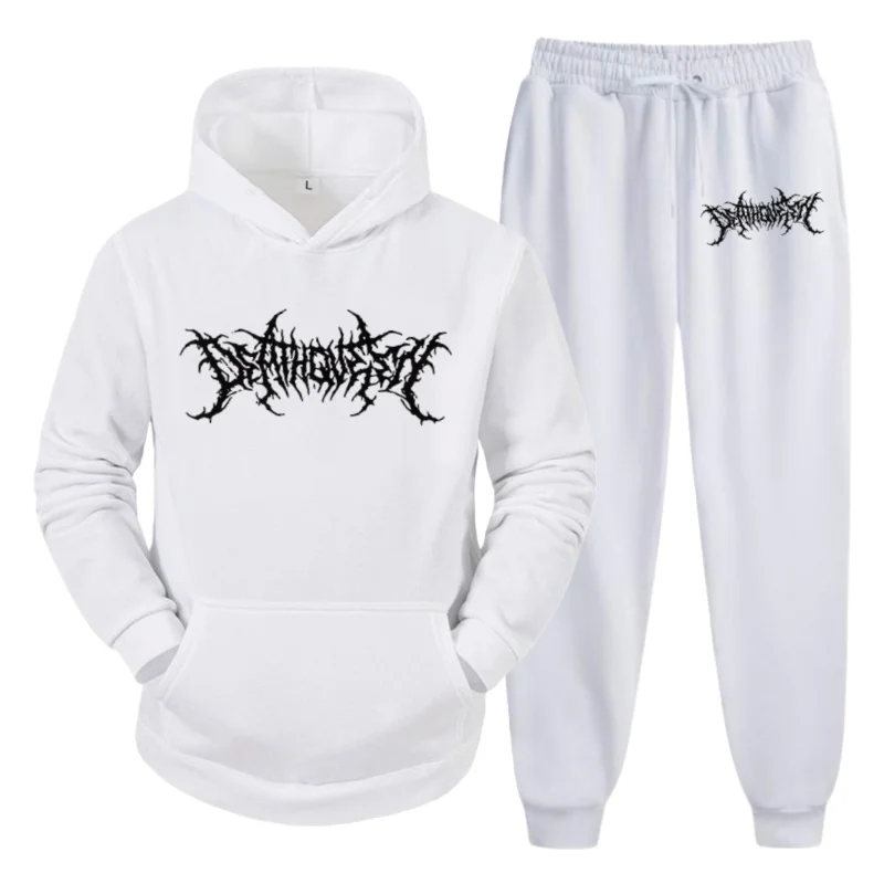 2026 Thermal Sportswear Set Men's Hoodie Sports Pants Sportswear Set Combo Loose Cotton Street Set 2 Piece Fitness Jogging Set #4