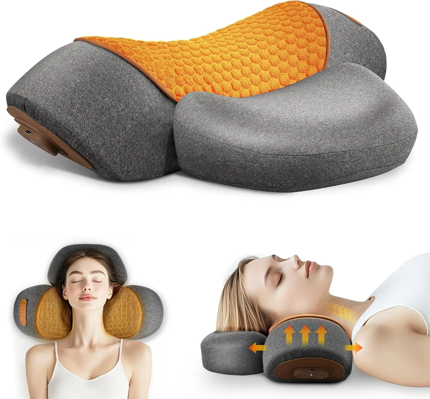 3-in-1 Neck Massager Pillow, Pillow Massage for Shoulder Deep Tissue Pain Relief, with Heating Traction Function, Hump Corrector