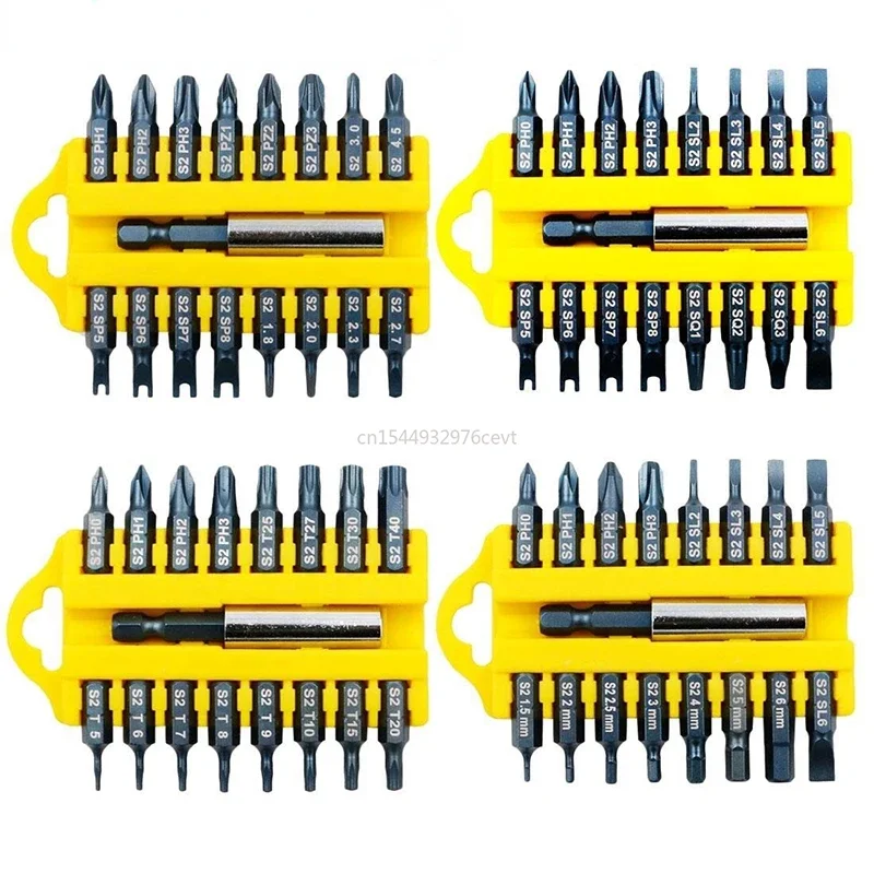 Hex Magnetic Insert Bit Grupo Chave de Fenda Elétrica Torx Cabeça Chata Cruz Chave de Fenda Parafusos 17 Pcs