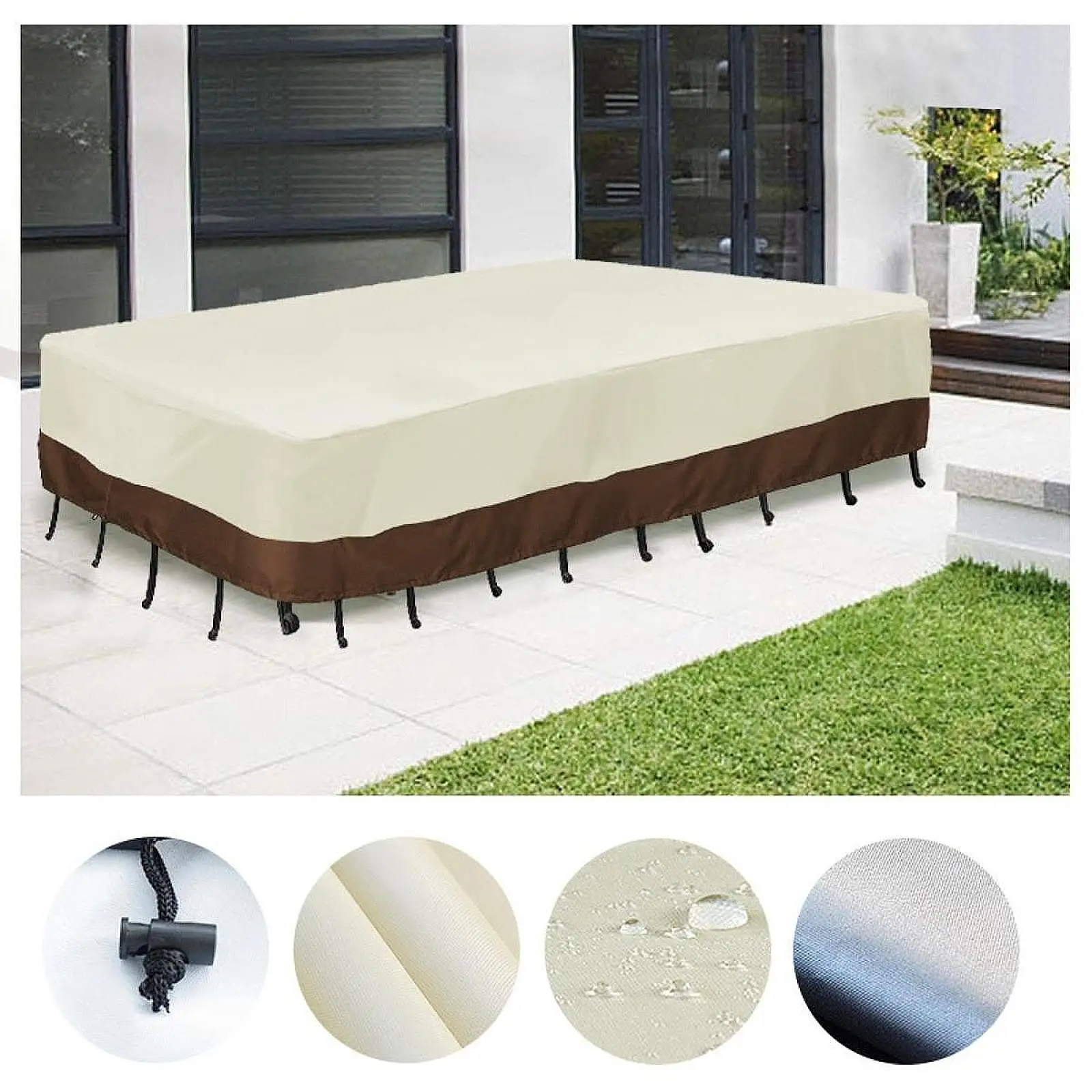 

Patio Furniture Set Cover Outside Couch Protection Modern Dining Table and Chairs Cover for Garden Sectional Conversation Set