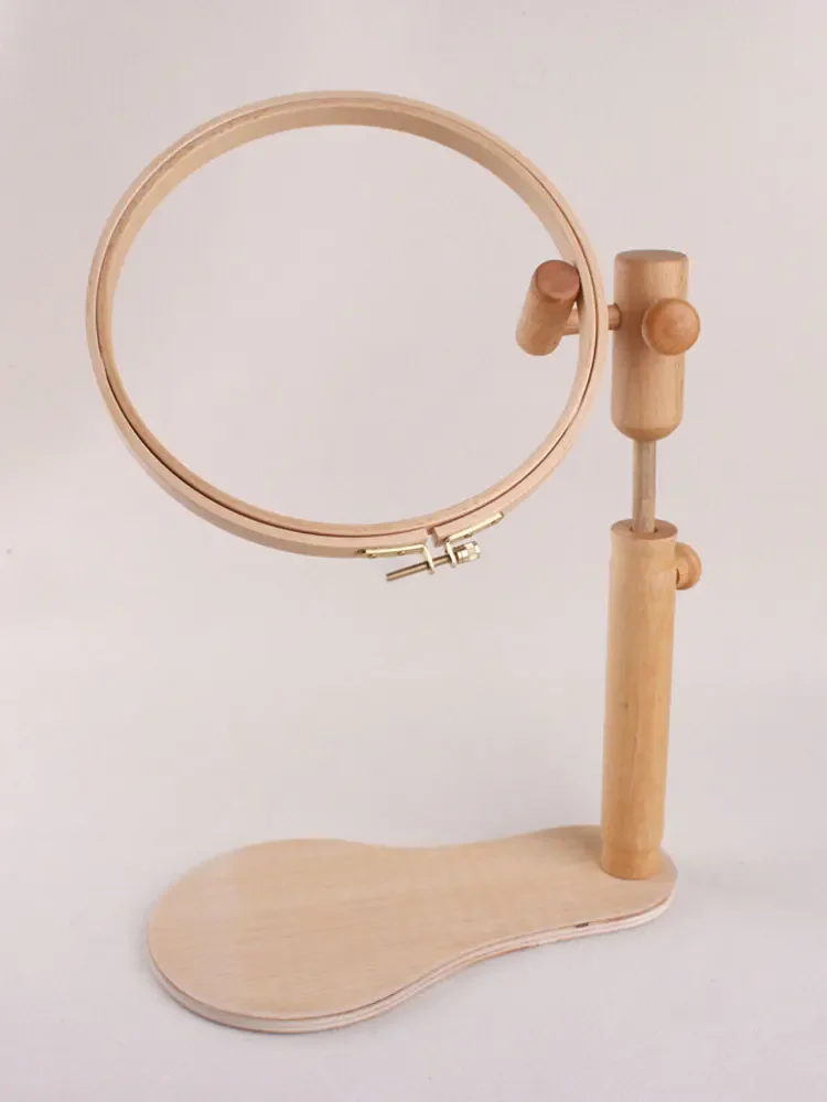 Hand bracket round embroidery frame solid wood embroidery stretch portable embroidery stand brace