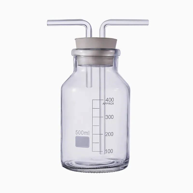 Glass gas washing bottle gas washing bottle universal bottle gas collecting bottle wide mouth large mouth bottle with scale