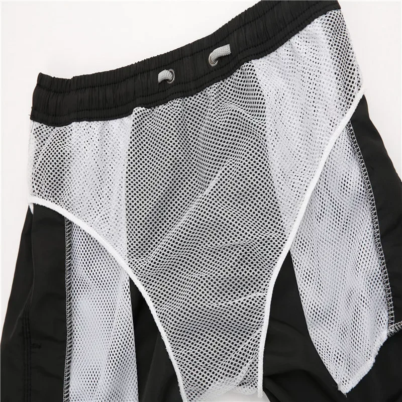 Men\'s surf Fitness Shorts Drawstring Mesh Lining Elastic Waist Breathable Quick Dry pocket Beach swimming Shorts Summer Male