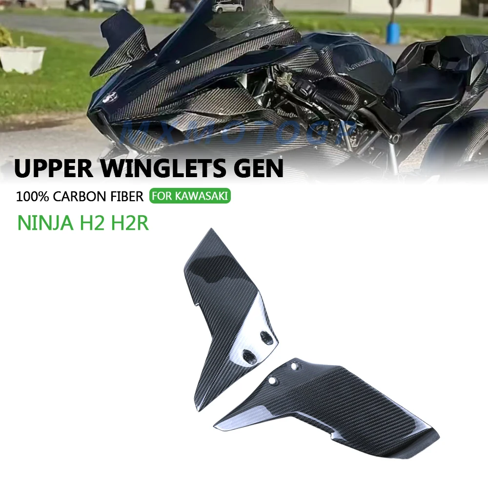 

For Kawasaki H2 H2R 2015 2016 2017 2018 2019 2020 2021 2022 2023 100% Carbon Fiber Upper Winglets Gen Motorcycle Accessories