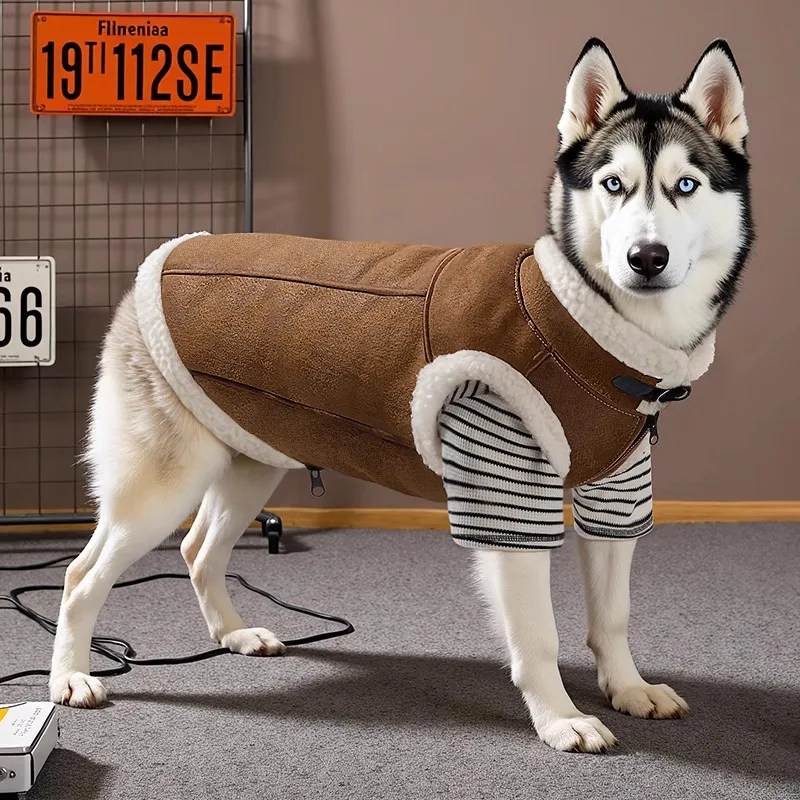 

Dog Clothing Winter Warm Suede Thickened Padded Coat Large Dogs Vest Large Size Fashion Style Design Pet Products Supplies