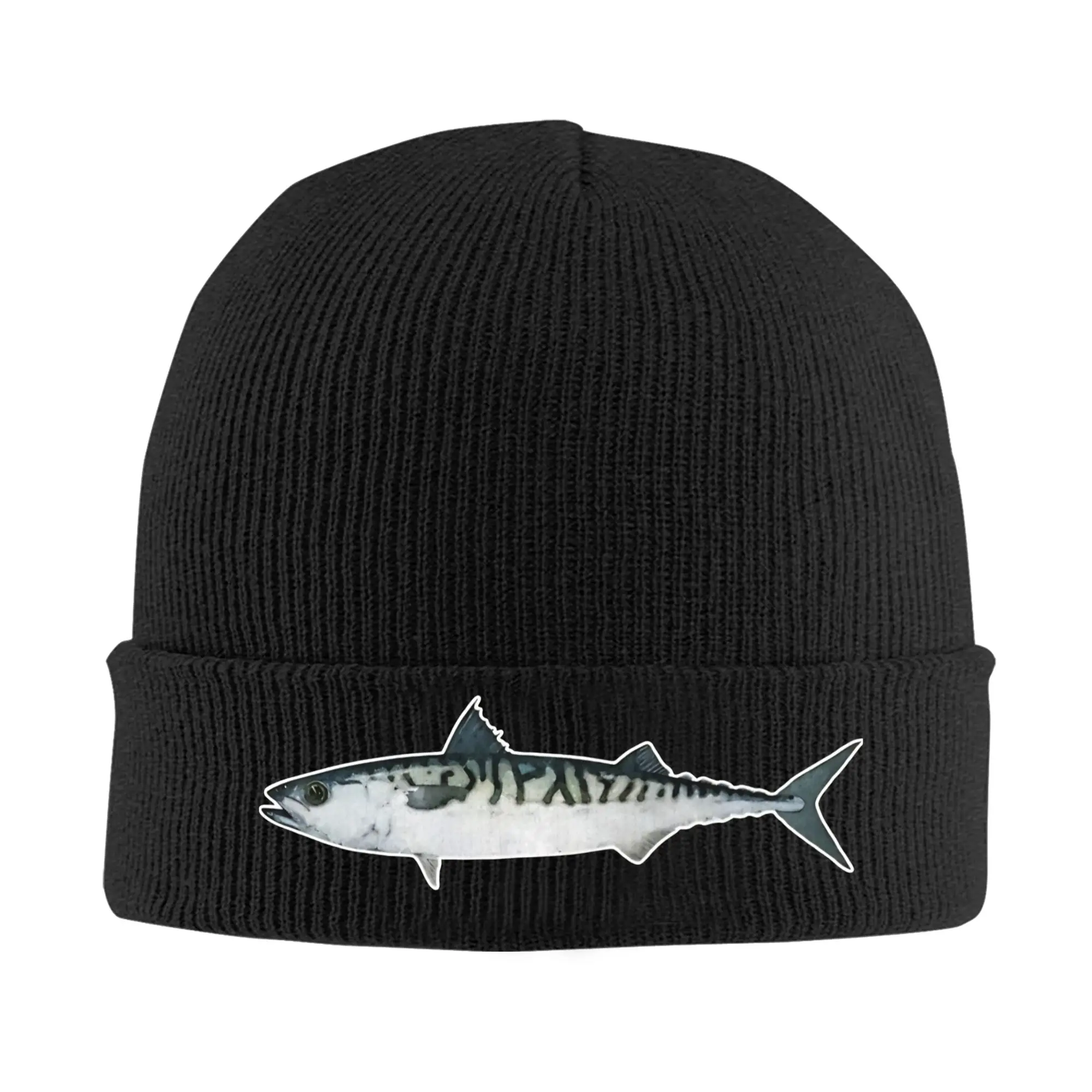 Atlantic Mackerel Watercolor Art  Bonnet Hats  Beanie Hats Spring Skullies Beanies Vintage Unisex Adult Kpop Head Wrap Cap