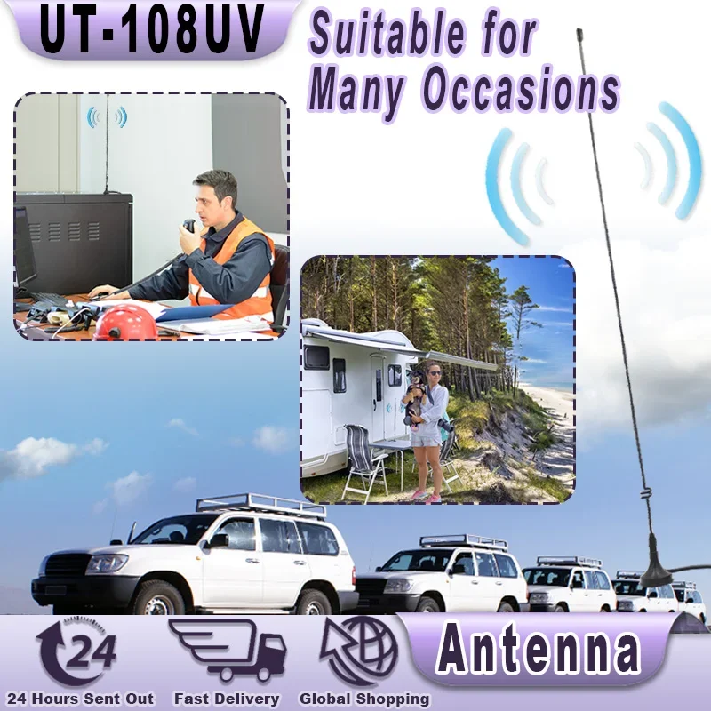 UT-108UV Walkie Talkie Car Antenna Magnetic SMA-F Dual Band UHF VHF for Baofeng UV-5R TYT WOUXUN Quansheng UV-K5 8 Two Way Radio