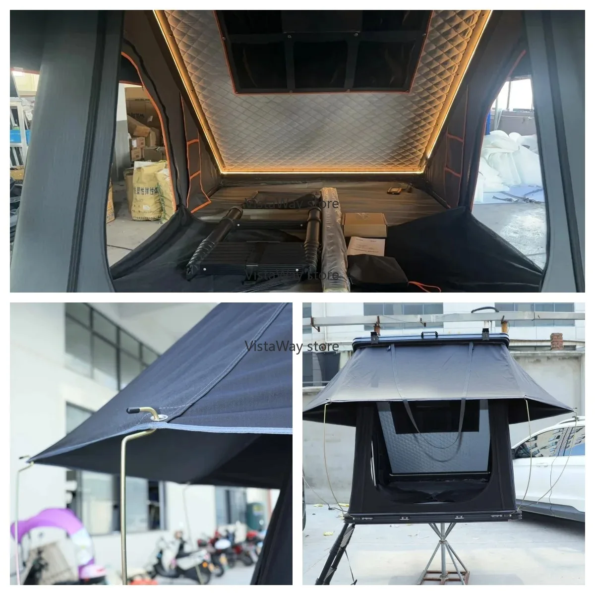 High-quality 4x4 Offroad Camping Aluminum Triangle Hard Shell Roof Top Tent  with Awning Jeep Pop up Camping SUV Rooftop Tent