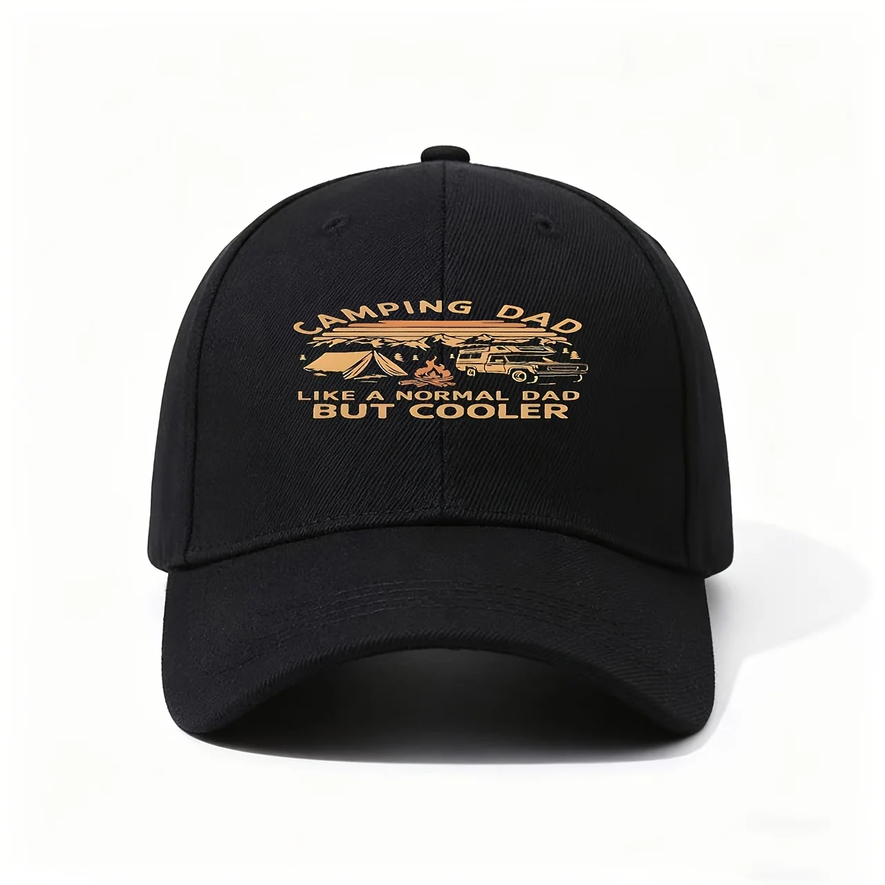 Camping-Themed Baseball Cap, Printed with Camping Dad Like a Normal Dad But Cooler Slogan, Suitable for Outdoor Adventures, Camp