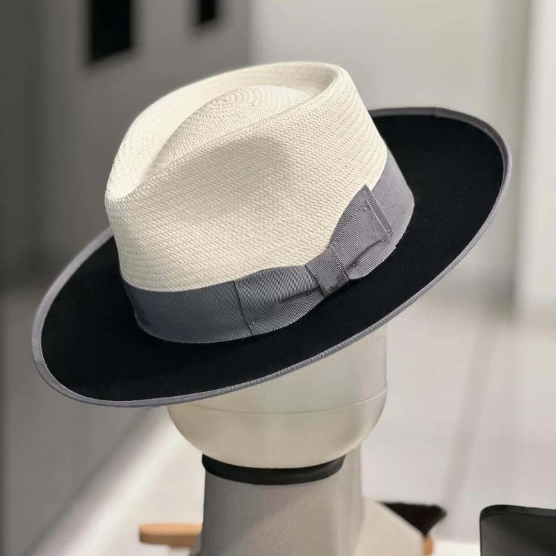 

2025 Designer New Baocao Jazz Panama Wool Straw Hat Autumn Winter Women/Men Wide-brimmed Sunshade Hat UV-proof Fedoras Hat Gift