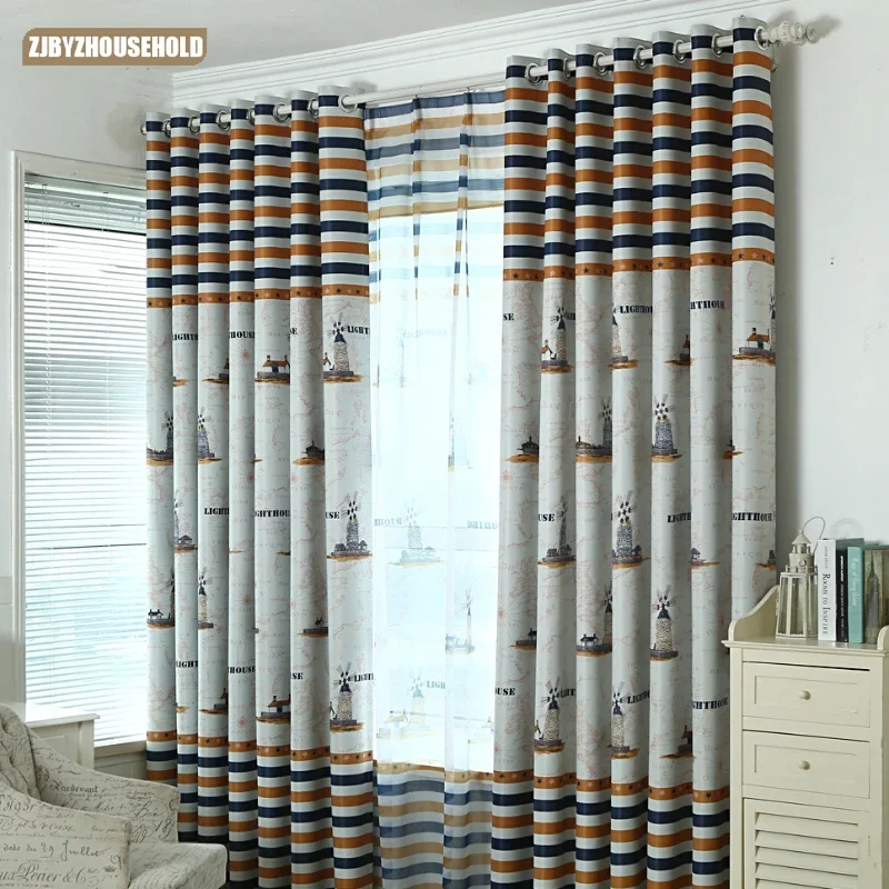 

England Mediterranean Curtains for Living Dining Room Bedroom Children Boys Cartoon Full Blackout Curtain Fabrics