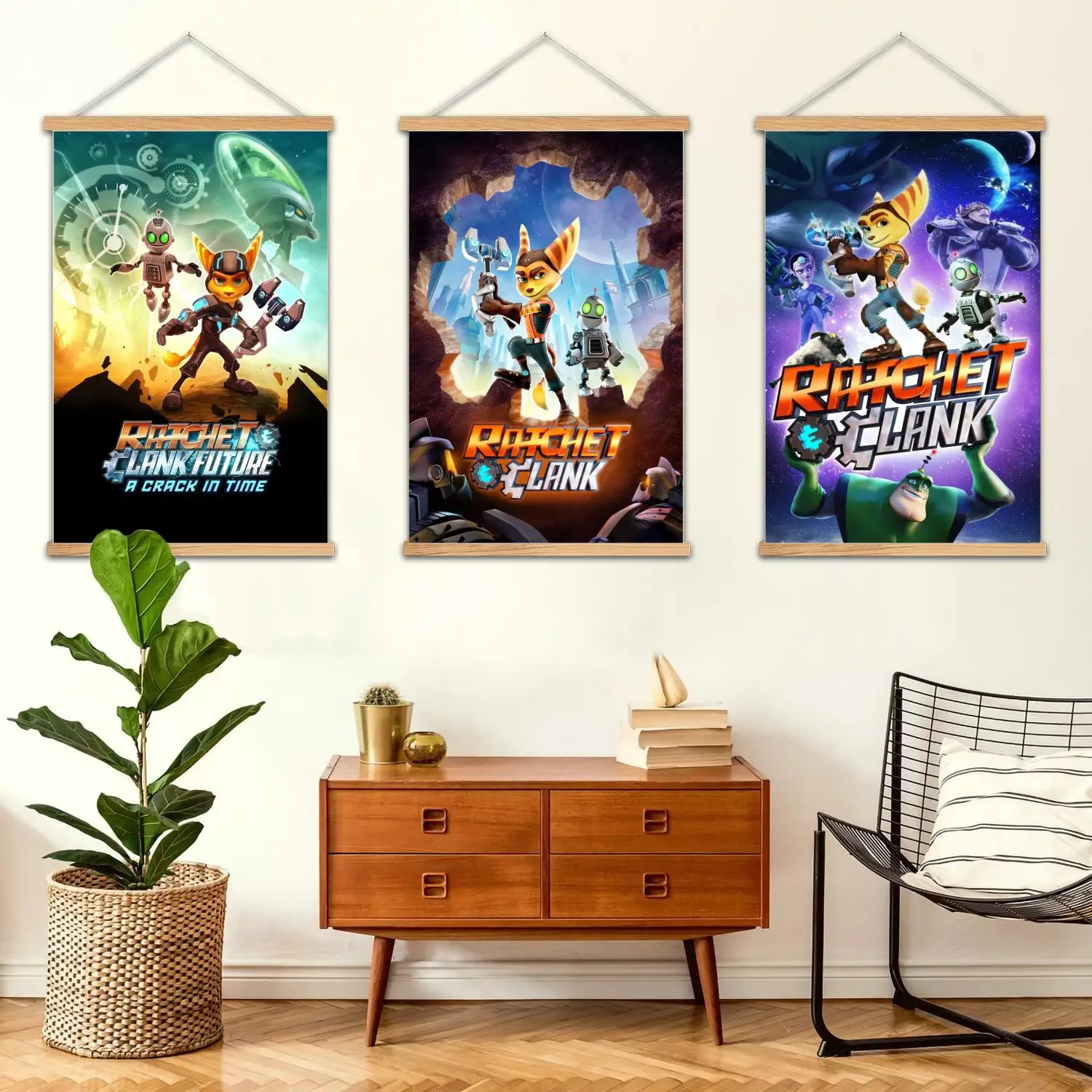Ratchet and Clank Framed Wall Painting Canvas Art Poster and Wall Art,  Modern Family Bedroom Decor, Posters,Decorative painting