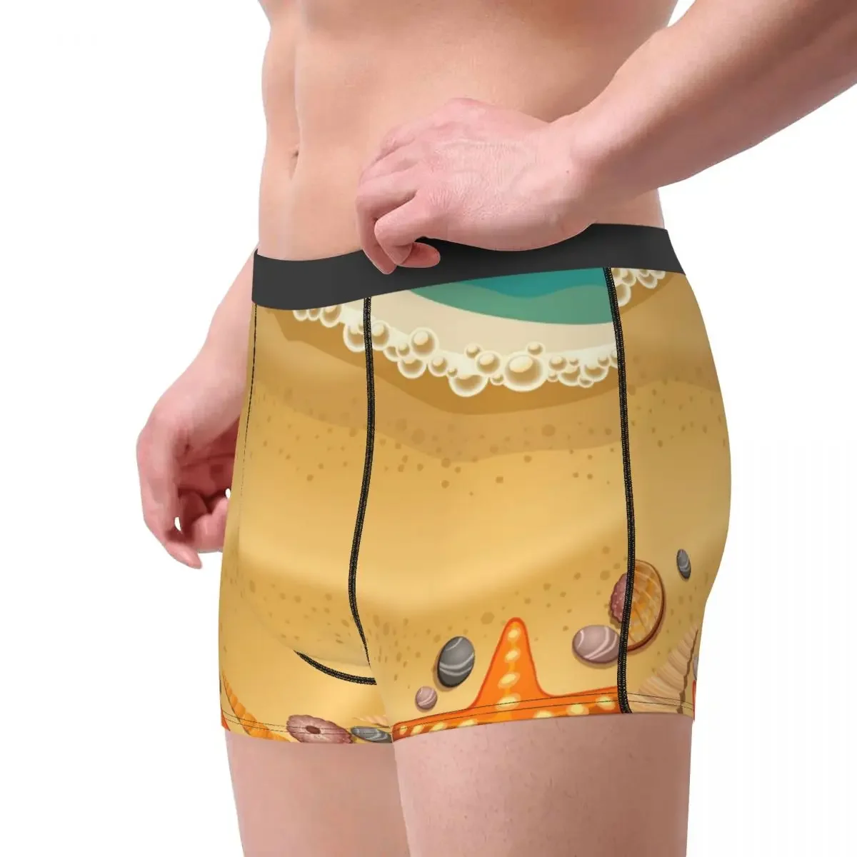 Male Panties Men's Underwear Boxer Cartoon Shells On The Beach Underpants Comfortable Shorts