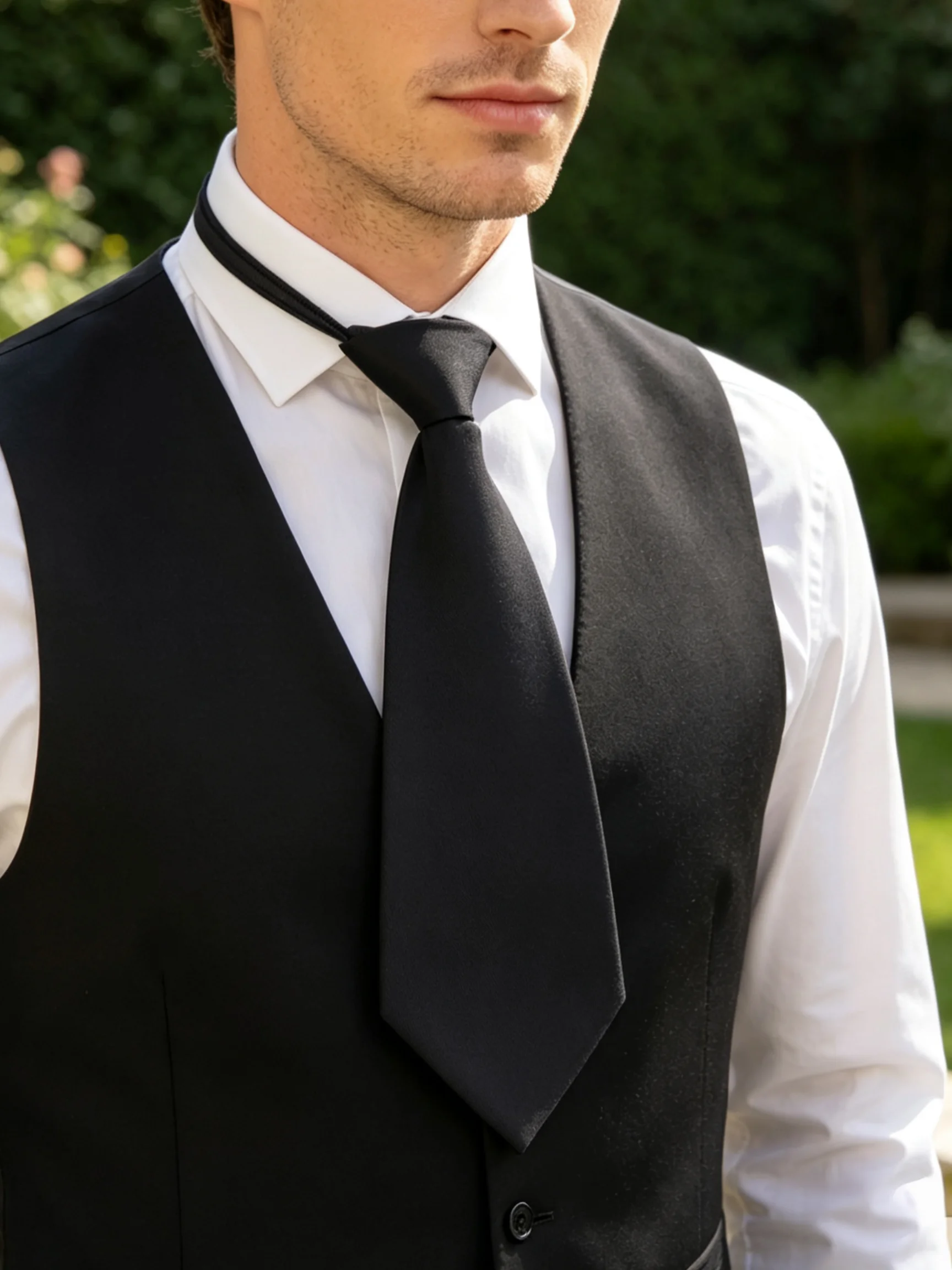 Men'S Formal Wear Attire - Cravate noire sans fermeture éclair, unisexe,