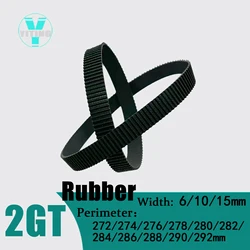 2GT 2M Belt Width 6/10/15mm Rubber Belt Closed Loop Perimeter 272/274/276/278/280/282/284/286/288/290/292mm Timing Synchronous