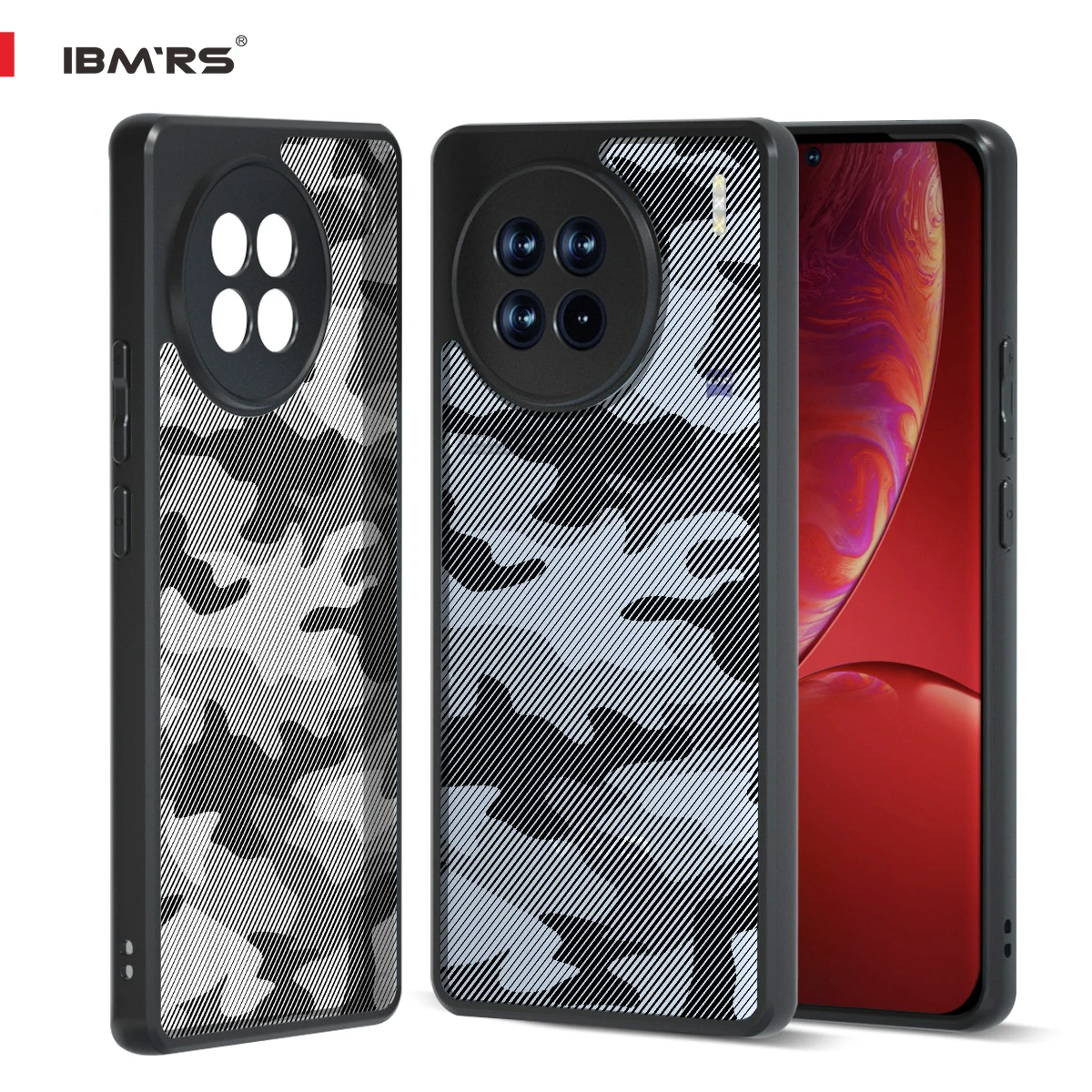 

IBMRS for Vivo X90 Pro Phone Case PC+TPU Hybrid Camouflage Camo Pattern Wireless Charging Lightweight Protective Shell