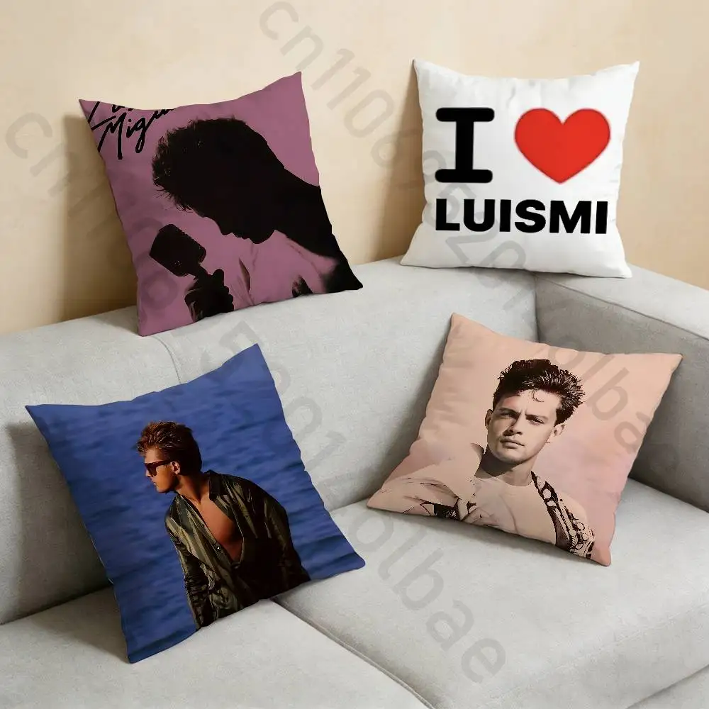 L-Luis Miguel Singer Pillow Case Square Double-Sided Printing Short Plush Sofa Cushion Cover Bedroom Bedside Pillow