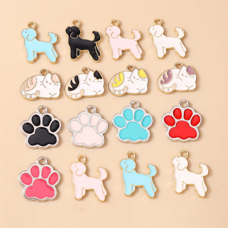 20 Stück Cartoon-Mix-Tier-Charms, Emaille-Hunde- und Katzen-Charms für Schmuckherstellung, Ohrringe, Anhänger, Halsketten, DIY-Bastelzubehör – Detail 1