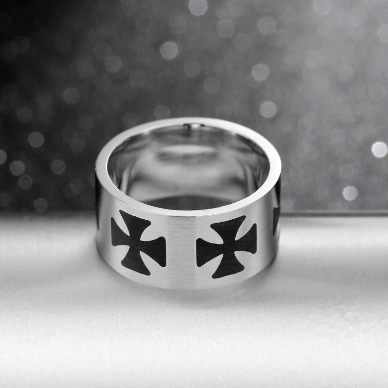 Gothic German Army Iron Cross Biker Ring Cool Fashion Cross Ring Stainless Steel Jewelry Gift For Man