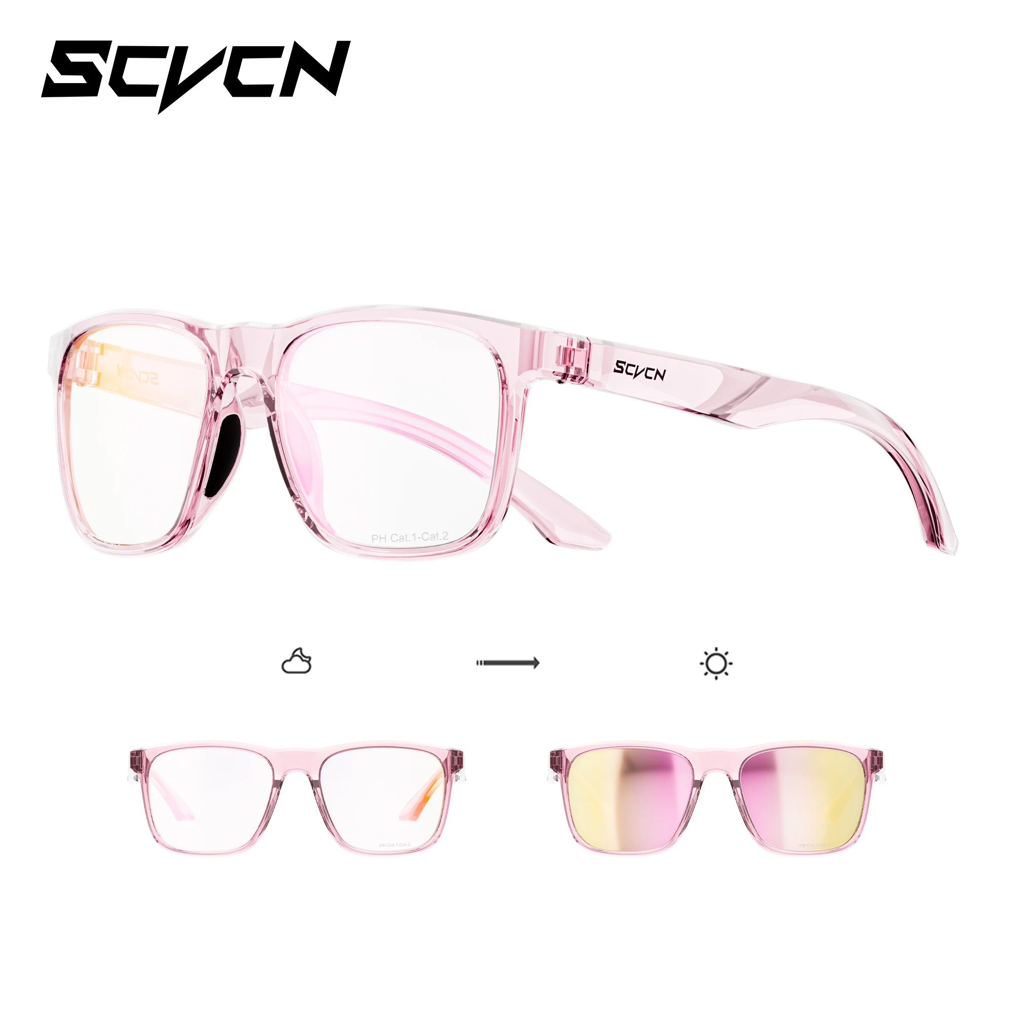 SCVCN Neue Photochrome Brille für Herren UV400 MTB Outdoor-Sport-Radbrille Modische Eyewear Fahrrad-Wander-Kletterbrille