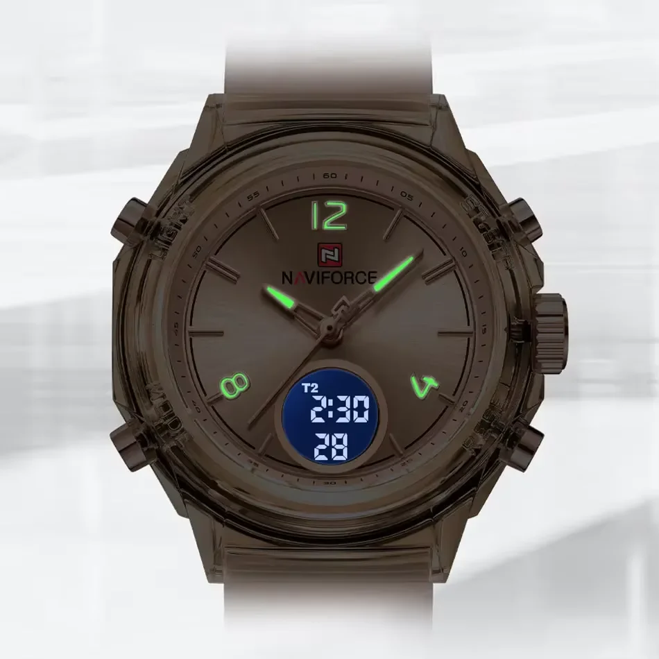 NAVIFORCE Original Brand Women's Watch Outdoor Sports Waterproof Watch Double Quartz Watch Silicone Strap Package Gifts 2026