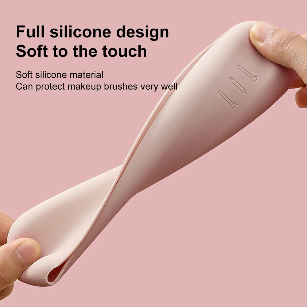 حامل فرشاة المكياج، حقيبة إسفنجية للمكياج، أدوات مكياج مقاومة للماء للنساء والفتيات، حقيبة فرش مستحضرات التجميل للسفر من السيليكون