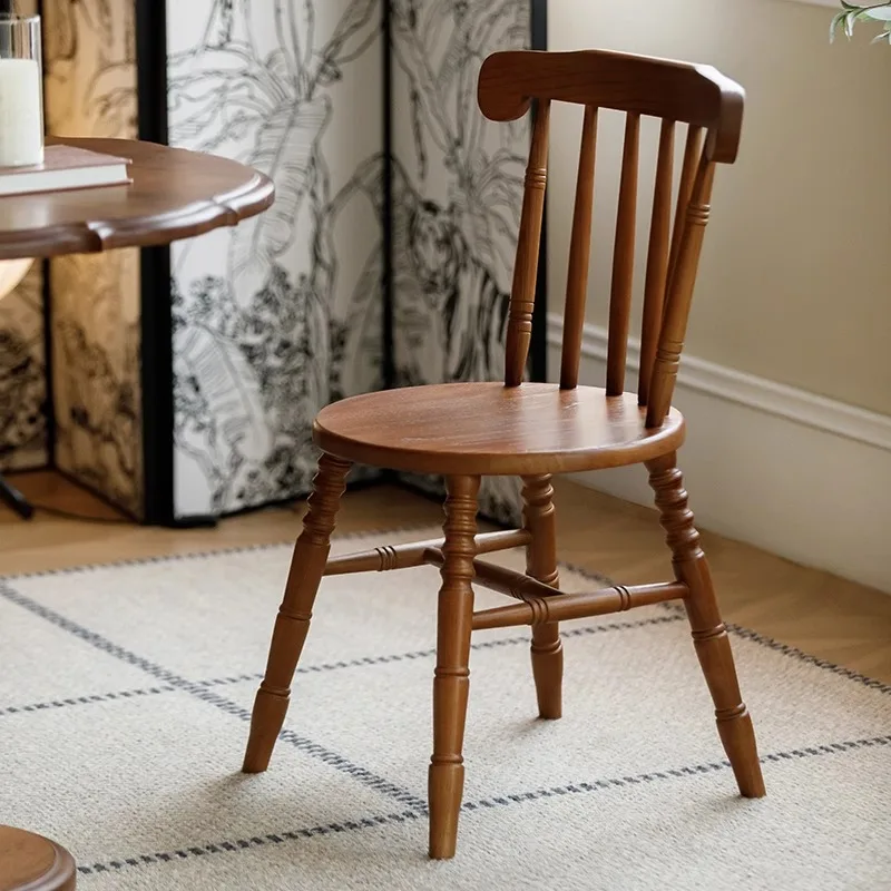 Retro, solid wood, French, dining chair, home, study, dining room, simple