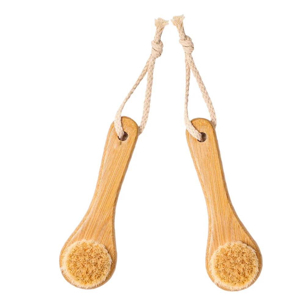 

2pcs Horsehair Face Brush Facial Cleansing Tool Gentle Exfoliating Bath Scrubber Ergonomic Handle Multi Use Cleansing Brush For