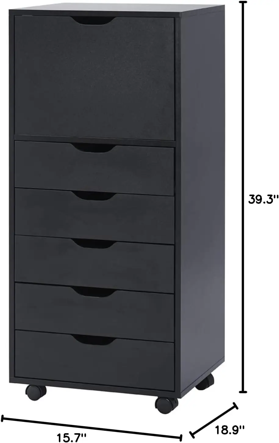 6 Drawer Office Storage File Cabinet, Under Desk Storage File Cabinets for Home Office,Office Organization Filing Cabinet– Black