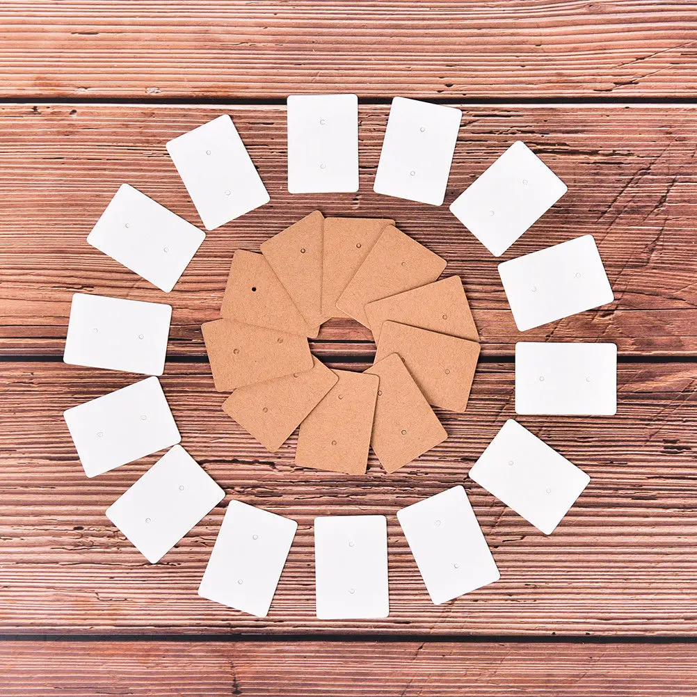 ABQR 100 قطعة أقراط أذن فارغة علامة ورقة عرض بطاقة معلقة مجوهرات بيضاء