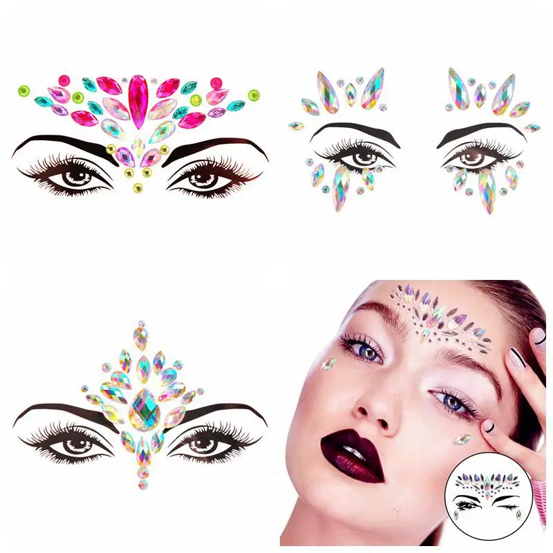 

DIY Face and Eyebrow Stickers Acrylic Rhinestone Makeup Ball Face Decoration Stickers Available in Multiple Styles