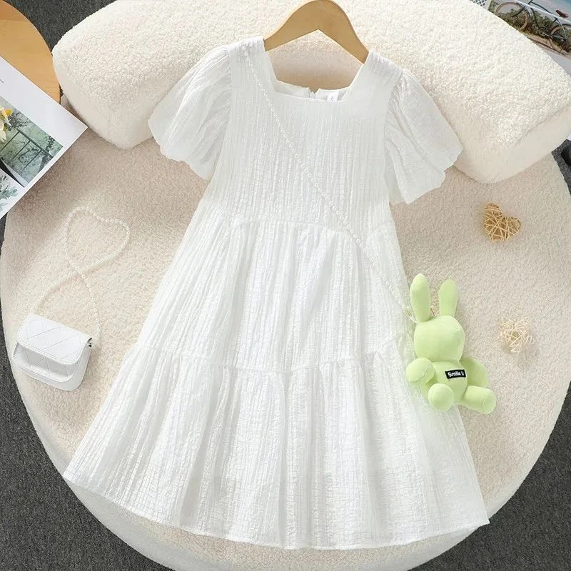 소녀 원피스 순면 버블 슬리브 공주 원피스, 작은 소녀, 외국 슈퍼 요정, 달콤한 스커트, 여름 신상