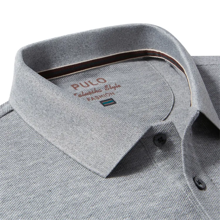 100% Mercerisierte Baumwolle Einfarbiges Business-Casual-Oberteil Herren Old Money Style Langarm-Poloshirt – Detail 3