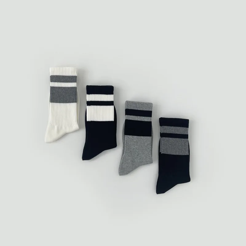 Spring and autumn stacked striped cotton breathable socks flat bottom simple sport Cityboy stockings man